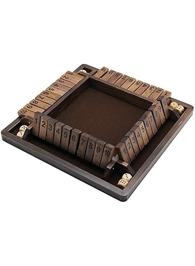 Classic Wooden Shut The Box Dice Game for 4 Players : Tabletop and Pub Board - 12 inch - Image 5